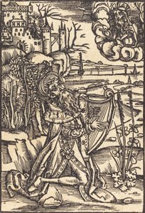 ハープを弾くデビッド、c。 1500。 作： Unbekannt