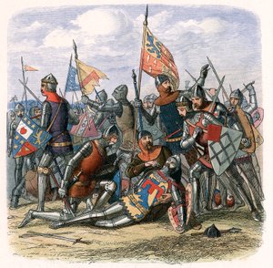 1403年7月21日、シュルーズベリーの戦いでのヘンリーパーシーハリーホットスパーの死、c1860 作： Unbekannt
