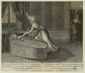 マラートの死（1793年頃）。 作： Unbekannt