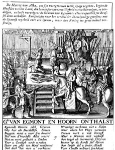 1568年のオランダのスペイン専制政治中のブリュッセルでのエグモント伯爵とホールンの斬首 作： Unbekannt