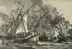 コンスタンティノープル前のサラセニック艦隊の敗北、717-718、1890。 作： Unbekannt