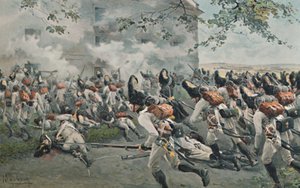 エスリングでの穀倉の防衛、1809、1896 作： Unbekannt