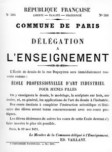 1871年5月のパリのコミューンのフランスの政治ポスターからの代表団、LEnseignement 作： Unbekannt