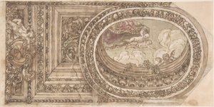楕円形のトロンプLOeil絵画を使用した天井のデザイン 作： Unbekannt