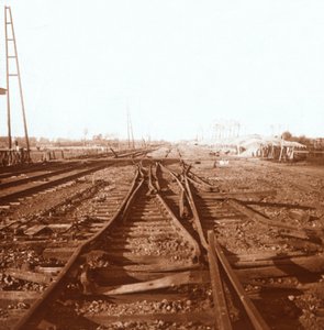 破壊された線路、ルーセラーレ、フランダース、ベルギー、c1914-c1918