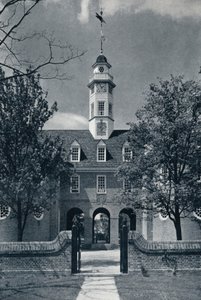 国会議事堂のキューポラ、中央アーチ上のアン女王の腕、c1938を示す詳細