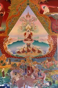 グラン・ブルターニュ地方ウィンブルドンにあるブッダパディパ寺院のウポサタ（祠堂）の壁画の詳細 作： Unbekannt