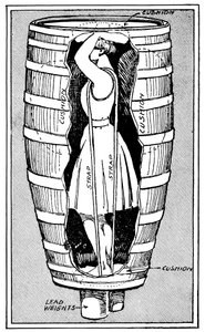1901年にナイアガラの滝の上に飛び込んだ樽に入ったアンエドソンテイラー夫人の図 作： Unbekannt