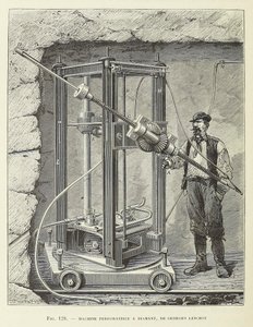 パブのジョルジュ・レショーが設計したダイヤモンド掘削機。 1883 年の彫刻、1883 年。 作： Unbekannt