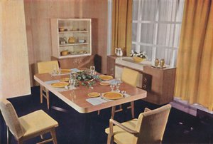 バーズアイメープルのダイニングルームグループ、1942年。
