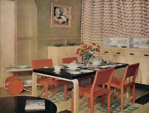 フィンランドの家具が置かれたダイニングルーム、1938年
