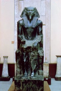 紀元前26世紀の古代エジプトのファラオカフラーの閃緑岩像 作： Unbekannt
