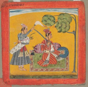 36のメロディーの1つであるDipak Raga、Ragamala：Personifying Love、c。 1690。 作： Unbekannt