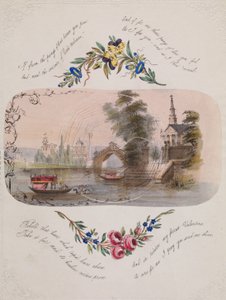 1830-50 年のベネチアン シーンとダブル クモの巣バレンタイン。 作： Unbekannt