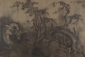 ドラゴンと風景、14 世紀、およびその後の追加。 作： Unbekannt