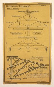 図面、ヘクトール・ギマール設計の大衆住宅の設計、骨組みの施工 作： Unbekannt
