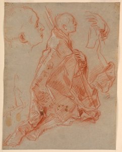 崇拝の若い司教の描画、研究