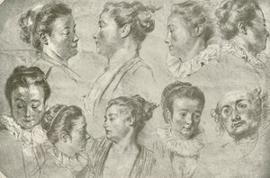 18世紀初頭、1908年に3つのチョークで描いた。 作： Unbekannt