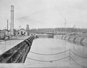 ブリティッシュコロンビア州のエスキマルトにある乾ドック、c1897。 作： Unbekannt