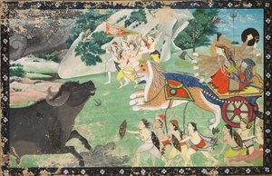 Durga Slaying Mahisha、c。 1830年。 作： Unbekannt