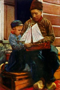 オランダの父と息子の伝統的な衣装、c1928。 作： Unbekannt