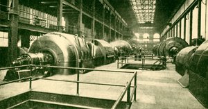 1930年、チェルシーのロットロードにある大地下発電所のダイナモ。