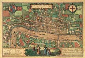 最初に印刷されたロンドンの地図、1574 年 作： Unbekannt