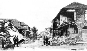 地震の被害、デュークストリート、キングストン、ジャマイカ、1907 作： Unbekannt