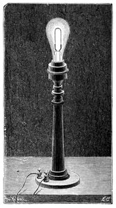 エジソンズの白熱電球、テーブルランプのフィッティング、1891年 作： Unbekannt