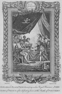 エドワード、黒王子は彼の王室の囚人ジョン、フランスの王、c1787を待っています 作： Unbekannt