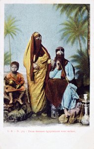 エジプトの女性と子供、ヴィンテージのフランスのポストカード、c1900 作： Unbekannt
