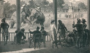 バローダでの象の戦い、1896年 作： Unbekannt