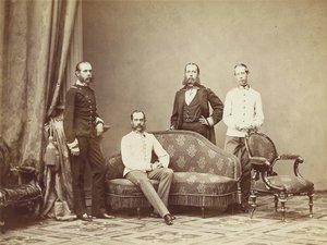 オーストリアの皇帝フランツジョセフ1世と兄弟たち、1864年。 作： Unbekannt