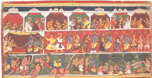 マトゥラでの出会い: 分散したバガヴァタ プラーナのページ..., ca. 1700年。 作： Unbekannt