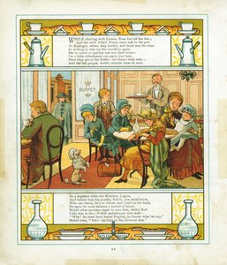 1886年、フランスのブローニュにある駅のビュッフェで食事をとるイギリス人の家族 作： Unbekannt