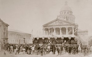 1870年から1871年にかけて、パリのパンテオン広場にいる国家警備隊に志願兵が入隊