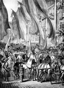 1848年7月11日、1848年にフランクフルトでオーストリア大公ジョンの入場 作： Unbekannt