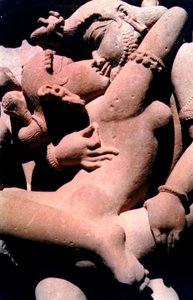 エロティックな彫刻、ヒンドゥー寺院、カジュラホ、インド、950-1050