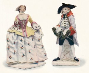 色で装飾された非常に珍しい弓の磁器のフィギュア、c1750 作： Unbekannt