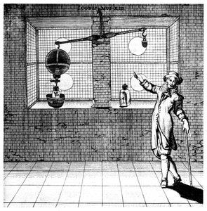 空気には重量があることを示すために設計された実験、1672 作： Unbekannt