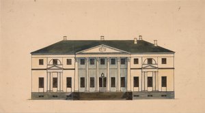 Golitsyn Petrovo-Dalneye Estateの家の正面、19世紀の第1四半期。 作： Unbekannt