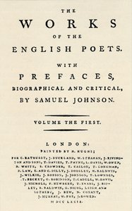 ジョンソンズを含む英国詩人の作品の初版のファクシミリのタイトルページ