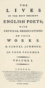 Johnsons Lives of the Poetsの縮小されたファクシミリのタイトルページ-別の形式で再発行されたもの。 T