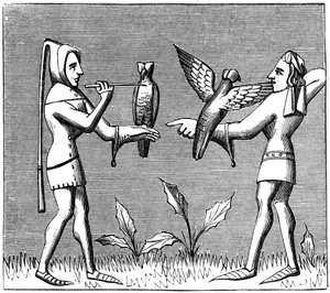 1449世紀に鳥を着飾った鷹匠 作： Unbekannt