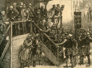 ジョンマーフィー神父、1828年c1890年、アイルランドのクレア補欠選挙に投票するようにテナントを誘導。 作： Unbekannt
