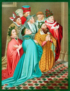19世紀半ばの1417年の祈りのアラゴンのフェルディナンド1世とその女王 作： Unbekannt