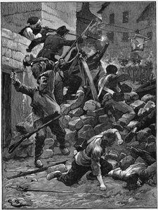 バリケードでの戦い、7月君主制、フランス、1848年c1885 作： Unbekannt