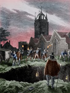疫病のロンドン、c1665の間に夜に大量の墓を埋める 作： Unbekannt