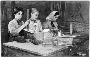 カートリッジをダイナマイトパウダーで充填、1893年、スイス、Fluelen近くのIsleten 作： Unbekannt