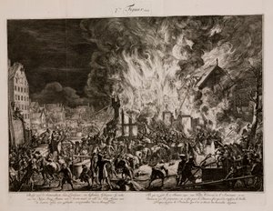 オランダ・アムステルダム、旧ロープワークスの火災 作： Unbekannt